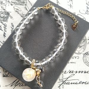 Clear Quartz Crystal Perfume Bottle Charm Bracelet